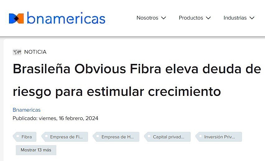 Brasilea Obvious Fibra eleva deuda de riesgo para estimular crecimiento